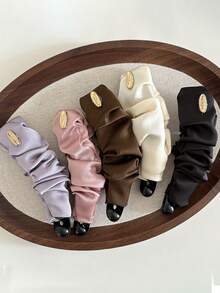 1pc High-End Solid Color Pleated Banana Clip, Elegant Hair Accessory For Ponytail, New Design Hair Clip For Women, Claw Clips, Hair Slide, Hair Barrettes Women Hair Accessories - Multicolor - View 7