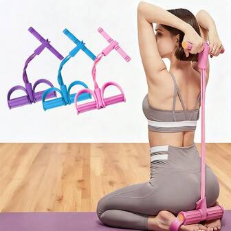 多功能拉力绳，6管弹性瑜伽踏板拉力带，运动马镫拉力器，运动阻力带，天然乳胶拉力绳健身器材，用于腹部/腰部/手臂/腿部拉伸瘦身训练，适用于瑜伽、普拉提、舞蹈、体操、健身，