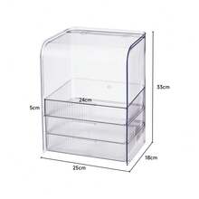 LIVINGANDHOME Living And Home 3-Tier Transparent Cosmetics Storage Organizer Cream/Transparent PET Plastic Dustproof Makeup Organizer With Drawers - Transparent 25cm W X 18cm D X 33cm H - View 5