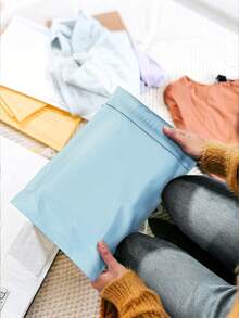 Bộ 50/10 túi quà dày dặn, chống thấm nước, màu trơn, kiểu dáng tối giản và đa năng, phù hợp cho trường học, văn phòng, mùa tựu trường, sinh nhật nam giới, ngày Valentine, quà Giáng sinh, túi quà số lượng lớn, túi quà màu xanh dương. - xanh nhạt - Xem 8