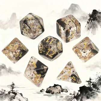 7 件套多面骰子，水洗染色桌面游戏骰子 - 万圣节和圣诞节的完美家庭节日礼物