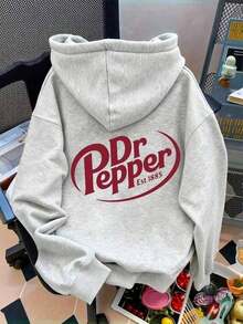 FashionFashion1 PcsLetter Graphic Cute Women's Oversized Hoodie In Light Grey, Y2K Style Fall/Winter Clothes For Women180g 100% CottonStylish And Warm Sweatshirt - Màu Xám nhạt - Xem 4