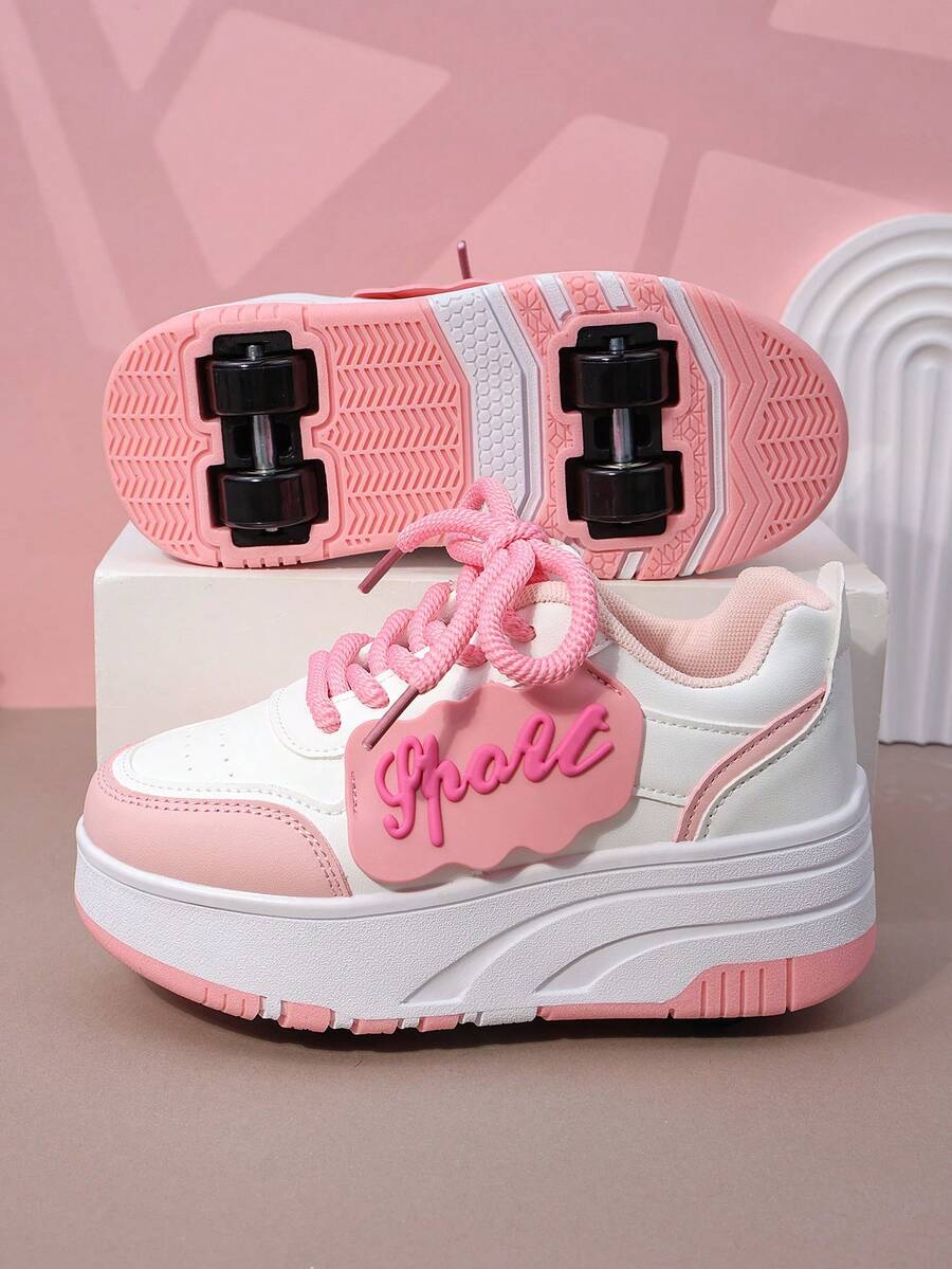 儿童四轮滑鞋，可拆卸轮子运动鞋，系带式Heelys轮滑鞋，男女童时尚休闲鞋