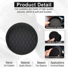 2 件/4 件车载硅胶杯架、防滑杯垫、凸起边缘防止溢出、通用圆形防滑垫