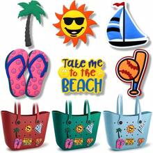 6 Pack Bog Bag Charms, 3 inch Rubber Tote Bag Bits Charms, Bag Accessories Charms - inicial - Ver 2