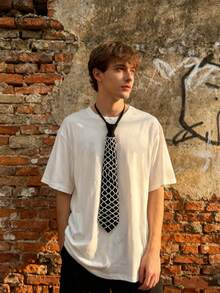 DEKUNER 1 pieza Corbata unisex negra con decoración hueca de perlas falsas, accesorio de moda adecuado para ocasiones formales, de negocios y elegantes - Negro - Ver 6