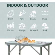Foldable Picnic Table | Silver Patio Dining Table | Portable Camping Table | Garden Furniture - Default - View 7