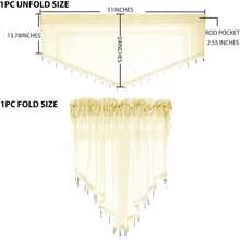 PearAge Beaded Sheer Valance Ctains Living Room,Rod Pocket Farmhouse Window Valance, Bead Trim Tassel Voile Sheer Ctain Valance Bedroom Bathroom Cafe 51x24 Inches (Beige) 1PC - Mineral Blue - View 9