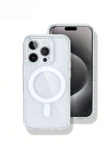 1 pieza Funda de teléfono transparente con carga inalámbrica magnética, TPU+PC a prueba de golpes, con orificio grande, botón de cámara antiarañazos, botón de fotografía AI, compatible con iPhone 17 ProMax/17/17 Pro/17/11/12/12 Pro/12 Plus/13/13 Pro/13 Plus/13 ProMax/14/14 Plus/14 Pro/14 ProMax/15/15 Plus/15 Pro/15 ProMax/16/16 Plus/16 Pro/16 ProMax/16e/12Mini/13Mini - transparente - Ver 2