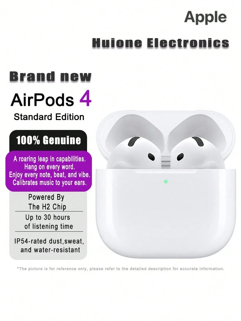 Apple AirPods 4 简约实用多功能 – USB-C 充电盒，蓝牙耳机，兼容 iPhone/iPad/Mac - 白色 - 查看 1
