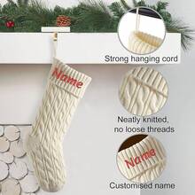 Calcetines de Navidad Personalizados, Calcetines de Navidad Personalizados con Nombre, Calcetines de Navidad Bordados Grandes de 18 Pulgadas, Decoración de Árbol de Navidad para Chimenea - verde oscuro-marfil - Ver 7
