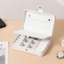 صندوق مجوهرات مخملي متعدد الوظائف ذو طبقتين بمقاس 16*11*5 سم، منظم تخزين المجوهرات مع حامل الأقراط، هدية مثالية لعيد الحب وبداية العام الدراسي - متعدد الألوان - مشاهدة 15