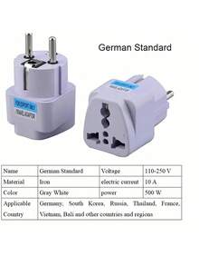 Global Travel Adapters, UK To EU/US/Australia Plug Adapters, 2-Pin To 3-Pin Socket Converter Plugs, Converter Types B/C/G/I Suitable For The US, UK, And Australia, 4-Piece Set