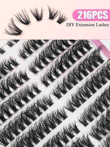216PCS D-Shaped Curly Segmented False Eyelashes, Natural, Fluffy, And Thick Segmented False Eyelashes, DIY Eye Makeup Extending Eyelash Clusters, Naturally Magnifying Your Eyes, Beautiful And Practical False Eyelashes - D - 查看 4