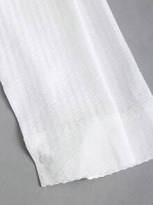 Striped Waist Pleated Slim Fit Long Sleeve Shirt Dress, Fashionable Minimalist Casual Dress For Commuting, Spring/Autumn, Suitable For Holidays, Graduation Season, Back To School, Dates - White - View 8