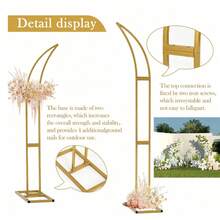 2Pcs Curved Gold Arch Backdrop Stand For Wedding Decor,Metal Balloon Arch With Rectangular Base For Outdoor Indoor Birthday Party,Anniversary, Graduation Mother's Day Decoration (5.9ft,6.9ft) - Vàng - Xem 3