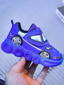 Zapatillas deportivas infantiles con motivos de dibujos animados, zapatillas de running multicolores y vibrantes, antideslizantes y ligeras, con suelas luminosas de colores. Calzado informal y cómodo para los más pequeños, ideal para el día a día o como regalo de cumpleaños y fiestas. - Azul - Ver 5