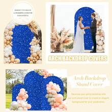 5英尺/6英尺/6.6英尺/7.2英尺拱形亮片背景幕布圆形CHIARA背景幕布，适用于婚礼、生日派对、摄影装饰（不含凳子） - 寶藍色 - 查看 6