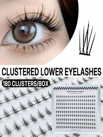 180 racimos de delicadas pestañas inferiores en forma de media luna, pestañas postizas naturales y realistas de estilo de espiga de trigo segmentado para chicas perezosas