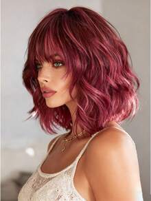 SMILCO 12Inch Short Wig With Magenta & Blonde Highlights, Anime Pink Vibe, Perfect For Cosplaying Game Characters & Photos - 玫紅色挑染 - 查看 3