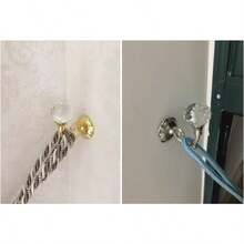 QY- Retenedores de cortina de metal de cristal 2 piezas Retenedor de cortina de cristal de metal Ganchos de amarre para cortinas ventana de pared Soporte para colgar para cortinas Ventana cortinas plateado -6194 - Plateado - Ver 5