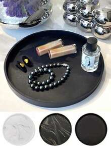 10.6 英寸圆形硅胶浴室托盘，可用于放置洗脸巾、乳液瓶、香水、珠宝、蜡烛、钥匙扣等饰品。 - 多色 - 查看 4