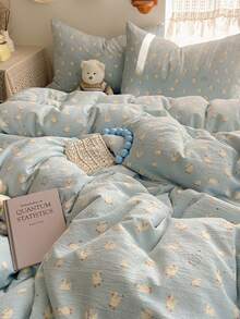 3pcs 100% Polyester Cute Duck Print Bedding Set, 2 Pillowcases + 1 Duvet Cover (No Bed Sheet) - Multicolor - View 3