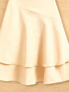 Girls' Fashion Cinched Waist Backless Criss-Cross Strap Dress - Yellow - View 3