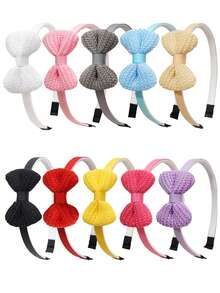 10pcs Elegant Cute Bow Headbands, Solid Color Hair Hoops, Non-Slip Hair Accessories, Ribbon Bow Headbands - Multicolor - View 7