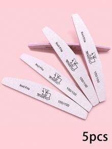 5pcs Crescent Nail Files, Double-Sided Coarse 80/100/150/180 Grit Nail Buffers, Minimalist Nail Care Tools For Nail Salon Use - Grey - View 10