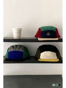 1顶软顶复古棒球帽，字母刺绣，五片式，男女通用街头风，秋冬季时尚个性化棒球帽，情侣美式复古字母刺绣五片式棒球帽，情侣保暖可调节后扣 - 彩色 - 查看 5