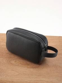 HOVI'S 男士大容量手拿包，PU皮革多口袋收纳包，双拉链设计，带腕带，可装平板电脑、手机及其他必需品（23x13.5x7厘米），情人节特惠 - 黑色 - 查看 9