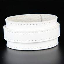 Punk Leather Bracelet Men's Women's Adjustable Cuff Wristband Bangle - 白色 - 查看 3