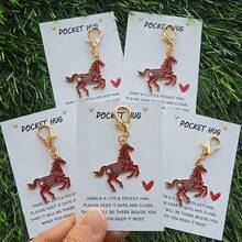 5pcs Cute Horse Keychain Set | Multi-Style Zinc Alloy Keychains With Red Heart Card, Ideal For Gifts On Valentine'S Day, Mother'S Day, Father's Day, Birthdays, Weddings, And More - Multicolor - View 5