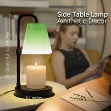 xoddi 1 PCS Candle Warmer Lamp With Timer, Frosted Lampshades Eye Protect Scented Candle Jars Electric Wax Melter Bedroom Bedside End Table Desk Night Light Adjustable Height Warm White Aethetic Room Decor Dimmer House Warming Home Women Gifts Metal Base-(Green) - 美規A型插(110-127V) - 查看 7