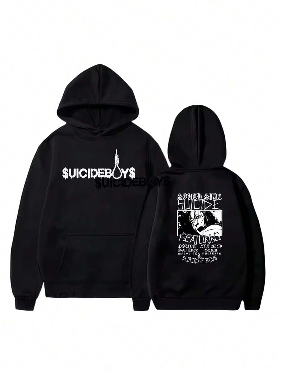 Vintage Suicideboy Hooded SweatShirt Men Women Harajuku Grey Day Rapper Hip Hop Streetwear Men's Hoodies Pullover Clothes Coat - 黑色 - 查看 1