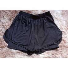 Women's 2-In-1 Double-Layer Suplex Shorts For Fitness, Suitable For The Gym, Walking, And Training. - 黑色 - 查看 2