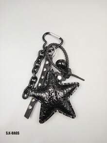 1 chiếc móc khóa hình ngôi sao đen dành cho nữ, quà tặng Giáng sinh, quà tặng giáo viên, quà tặng chị gái, móc chìa khóa xe hơi, phụ kiện du lịch, phụ kiện móc khóa - màu đen - Xem 2