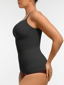 FeelinGirl Women's Tummy Control Camisole Seamless Shapewear Tank Top Slimming Cami Shaper With Compression - 黑色 - 查看 4