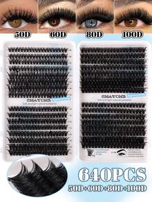 640pieces Of D-Curl Individual False Eyelashes, Large Capacity Eyelash Book, Beginner-Friendly, Soft And Thick, Creating A Natural Makeup Look. Easily Create Segmented False Eyelashes At Home. Long-Lasting And Voluminous, The Large Capacity Eyelash Book Is Convenient To Carry. - D - View 16