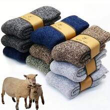 男士冬季长袜，柔软舒适，保暖加厚，纯色中筒袜 - 彩色 - 查看 7