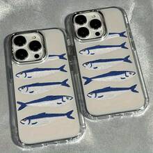 Estuche Antigolpes con Marco Metálico y Diseño de Peces, Compatible para iPhone 11, 12, 13, 14, 11 Pro Max, 12 Pro Max, 13 Pro Max, 14 Pro Max, XR, 15, 15 Pro, 15 Pro Max, 16, 16 Pro, 16 Pro Max,17, 17 Pro, 17 Pro Max - transparente - Ver 4