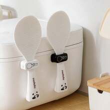 1/2pcs Cute Black & White Multi-Functional Wall-Mounted Storage Rack - Kitchen Utensil Holder And Cable Organizer (Plastic Hooks, Can Hang Small Items/Rice Cooker Accessories) - Multicolor - View 1