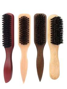 Boar Bristle Slick Back Hair Brush For Sleek Ponytail Bun & Smoothing Hairs, Fly-Aways, Edge Control - Backcombing & Teasing Hairbrush With Wide Rat Tail For Sectioning & Parting ,Hair Styling Tools - Multicolor - View 2