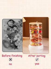 1pc Makeup Sponge Storage Box, Rotating Makeup Brush Holder, Desktop Makeup Puff Dust-Proof Organizer - White - View 9