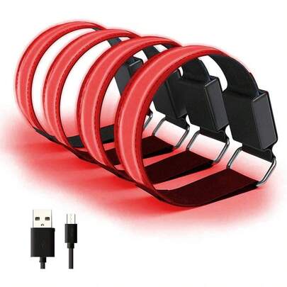 4 pulseras LED recargables por USB, bandas reflectantes ajustables de  para correr, ciclismo, deportes al aire última intervensión