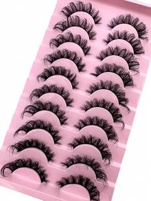 10Pairs Manga Lashes Faux Mink Eyelashes Cat Eye Eyelashes Natural Full False Eyelashes Volumized Eyelash Extension Travel Essentials Makeup Tools - 眼尾拉長款 - 查看 6