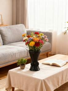 1pc Minimalist Plastic Vase With Bow Decor (White/Black), Ceramic-Look Decorative Vase For Home, Room, Living Room, Entryway, Hotel Decor. Vase In Bow Bouquet Shape, Suitable For Fresh Flowers, Dried Flowers. Nordic, Minimalist Resin Vase Gift For Birthday, Graduation, Back To School, School Supplies - Multicolor - View 7