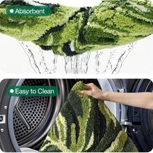 Dark Monstera Leaf Bathroom Rug Mat, Soft Fluffy Plush, Absorbent Quick Dry Carpet, Non-Slip Skid Proof, Machine Washable, For Bathroom Shower Floor, Bedroom, Kids Room, 32x48 Inch,Home Decor - 橄欖綠 - 查看 5