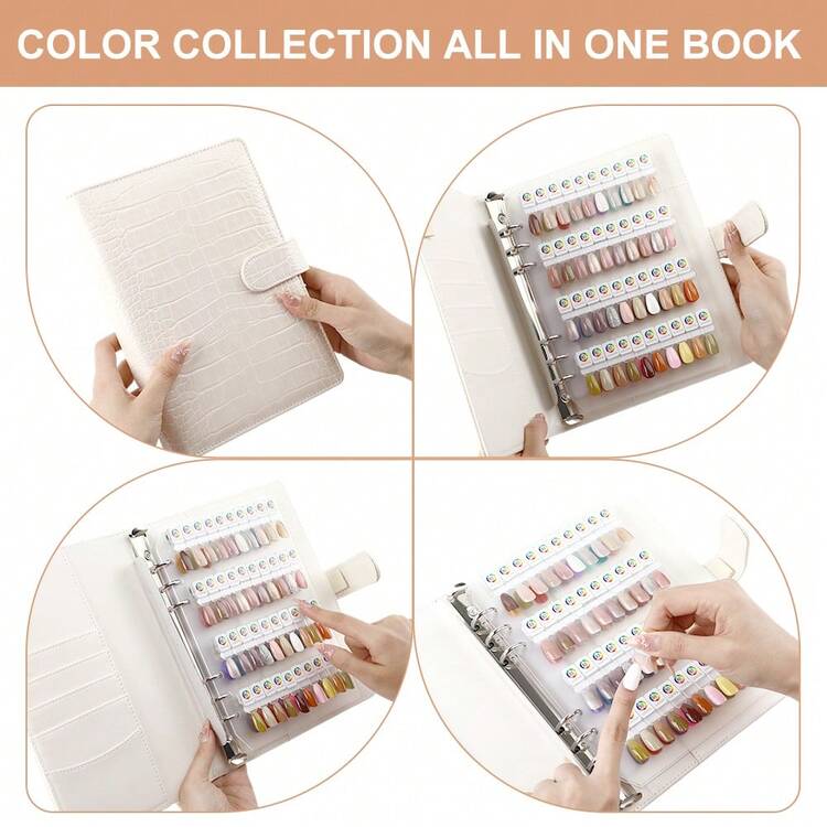 80 Nail Colors Magnetic Display Book With Binder, Detachable Nail Color Chart Book Nails Color Sample Exhibition Album With Nail Tape And Nail Tips - Multicolor - View 2